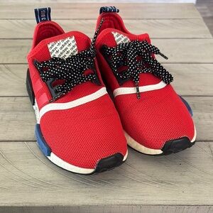 Adidas Red and Black Slip-On Sneakers with Knit Upper